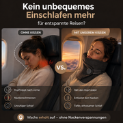 Vergleich zwischen unbequemem Schlafen ohne Kissen und entspanntem Schlaf mit NeckDream Nackenstütze